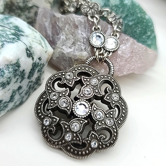 Brighton "PACIFIC HEIGHTS" Detailed Crystal Marcasite Reversible Pendant! 👑 - Picture 11 of 11